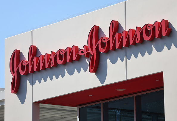 The Johnson & Johnson logo is displayed at company offices on October 17, 2023 in Irvine, CA. (Photo by Mario Tama/Getty Images)